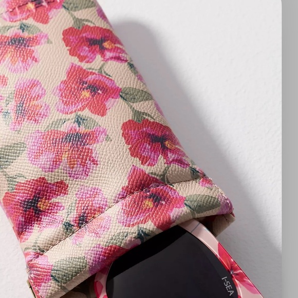 🆕- Anthropologie Celandine- Pink Floral Sunglasses  Slip Case with Chain. NWT - Picture 3 of 8